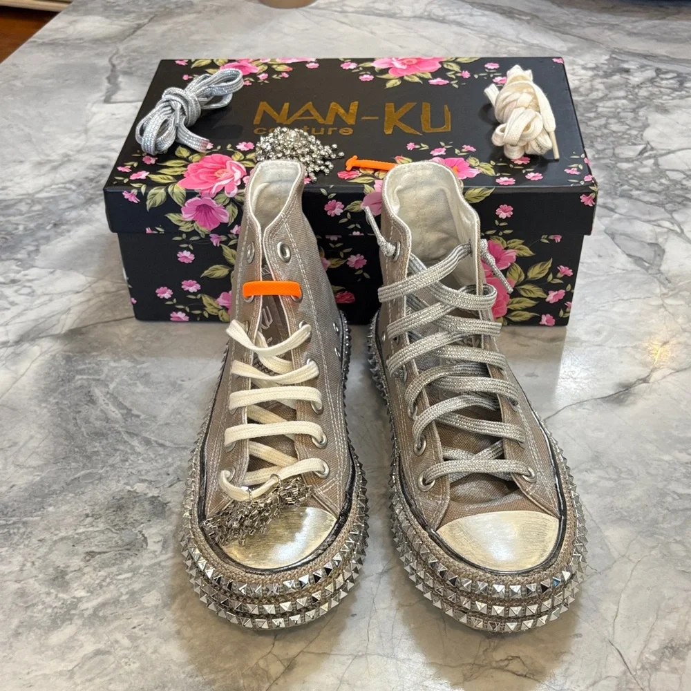 Studded High-Top Sneakers - sz 37 - Picture 6 of 8